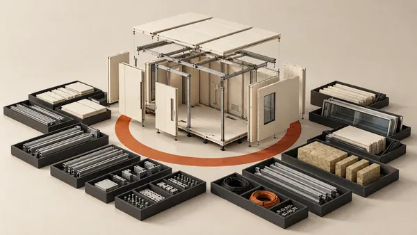 A temporary environment being disassembled into organized resource trays.