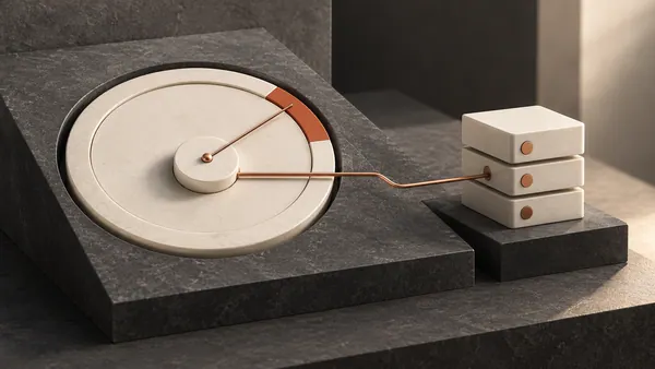 A precision reliability dial with a small terracotta segment representing an error budget.